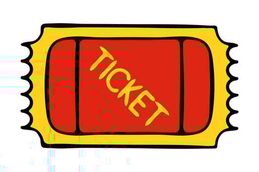 Yellow red ticket line icon. Train, ticket office, concert, trip, travel, plane, cinema, theater, travel, tram, pass, circus, lottery. icon for business and advertising vector