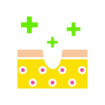 Treatment of skin injuries line icon. Cosmetics, regeneration, epidermis, cream, healing. colored icon on a white background for business vector