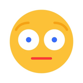 Shocked emoticon. Express emotions, online communication, message, texting, shock, surprise, horror, scared, confused, eyes wide open, stun, speechless. Colorful icon on white background vector