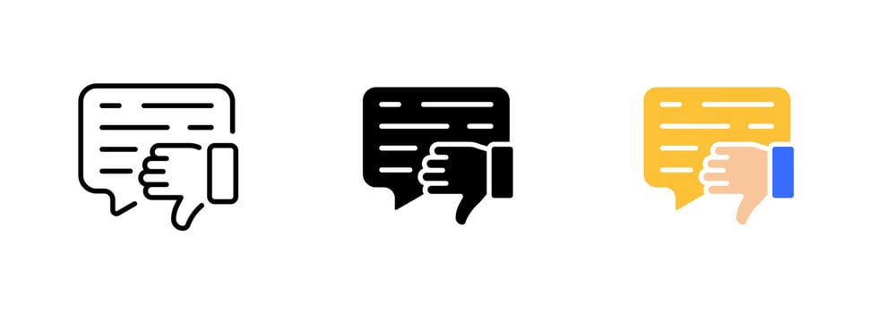 A hand pointing downward, with the index finger extended and the other fingers curled in. set of icons in line, black and colorful styles isolated. vector