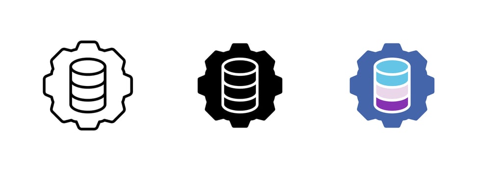 An icon of a stack of coins inside a gear or cog, representing the idea of financial transactions or investments. set of icons in line, black and colorful styles isolated. vector