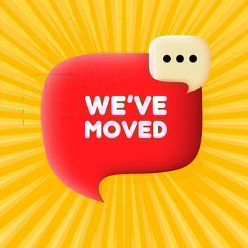 Weve moved banner. Speech bubble with Weve moved text. Business concept. 3d illustration. Pop art style. line icon for Business vector