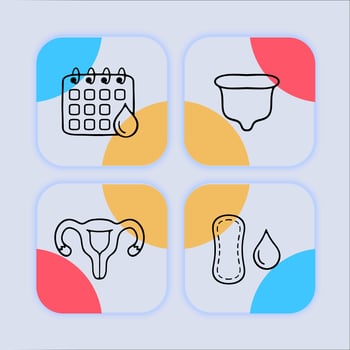 Collection of icons representing critical days. Menstruation, menstrual cycle, period. Neomorphism style. line icon vector