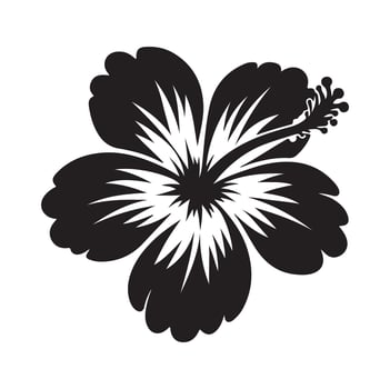 A Hibiscus silhouette with white background Flower. vector
