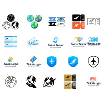 travel or ticket logo set collection vector