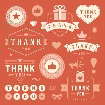 Thank You Labels and Badges typography design elements set vector