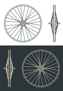Bicycle rim blueprints vector