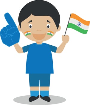 National sport team fan from India with flag and glove Illustration vector