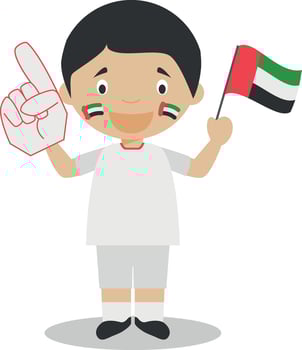 National sport team fan from United Arab Emirates with flag and glove Illustration vector