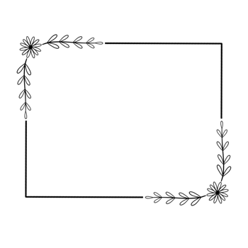 A Black Square Frame with Flowers on a Transparent Background png