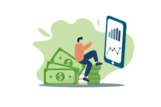 passive income young investor is trading, investment concept. vector