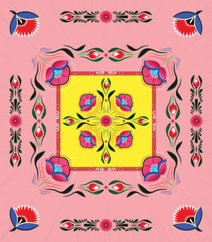 A set of floral borders with a border of flowers Colorful Rickshaw painting vector