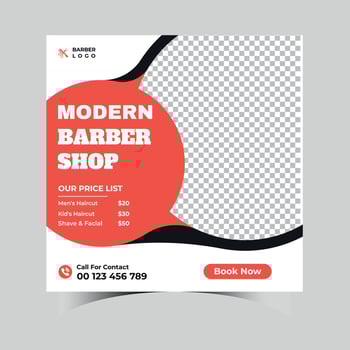 Professional creative barbershop social media design template vector
