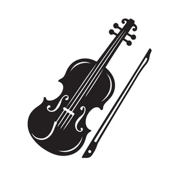 Silhouette of a Violin With Bow, Musical Instrument vector
