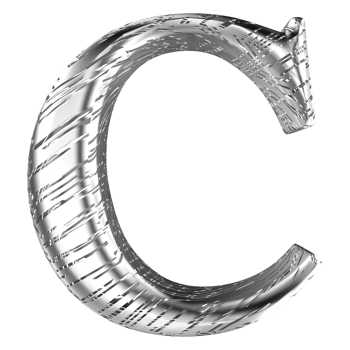 C Font Silver 3D png