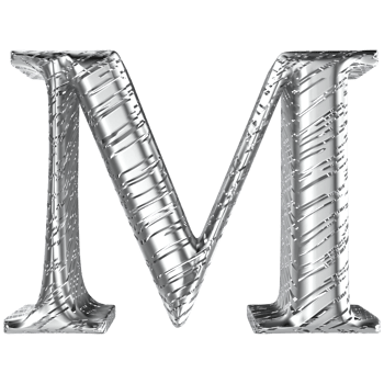 M Font Silver 3D png