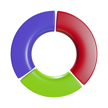 a 3d colorful stack of pie chart icon png