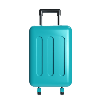 a 3d blue travel suitcase with handlebar icon png