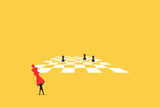 man bring chess king to play game. concept of business strategy and win competition vector