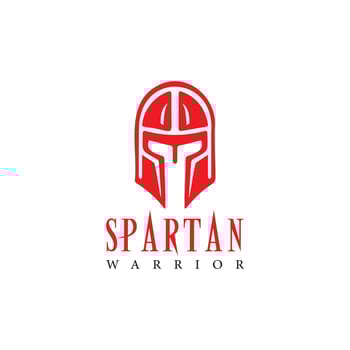 Spartan Warrior Helmet Logo in Bold Red and White Design vector