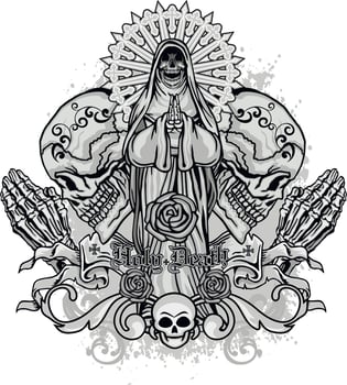 Gothic sign with skull, grunge vintage design t shirts vector