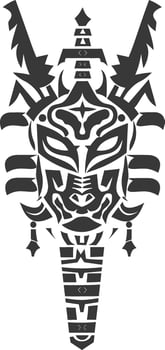 silhouette tribal animal head only using Aztecs style black color only vector