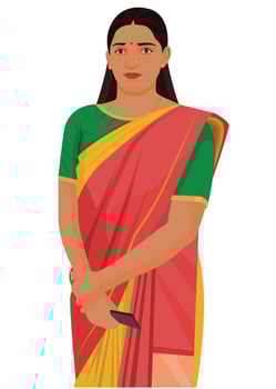Indian woman in traditional saree, women with traditional outfit vector