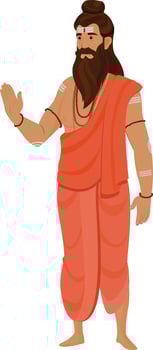 sadhu character illustration, Indian Maharshi character vector