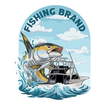 tuna boat fishing illustration logo image t shirt vector