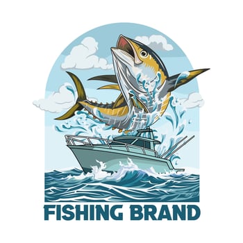 tuna boat fishing illustration logo image t shirt vector