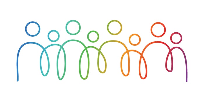 Hand drawn Inclusion and diversity colorful gradations. illustration vector