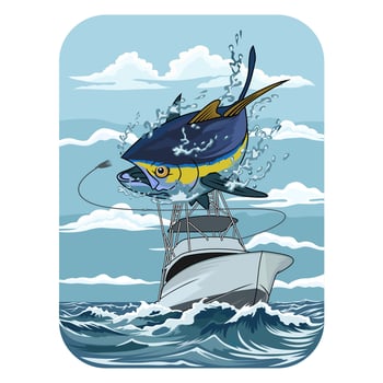 tuna boat fishing illustration logo image t shirt vector