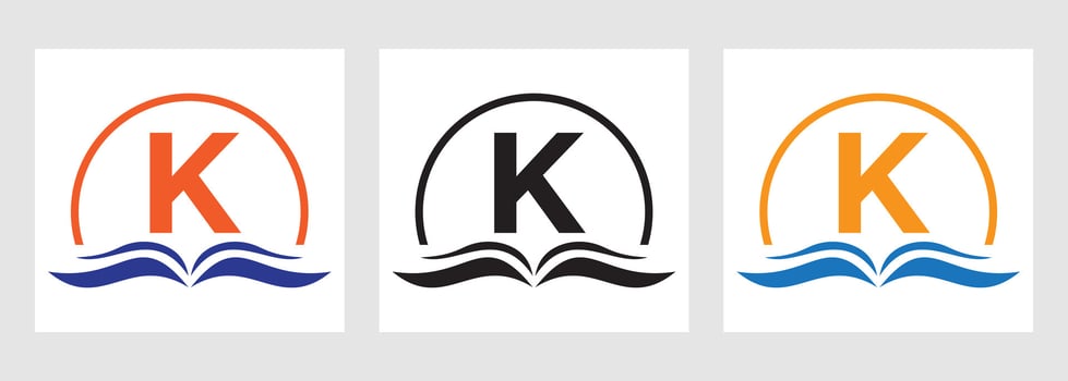 Letter K Education Logo Book Concept. Training Career Sign, University, Academy Graduation Logo Design vector