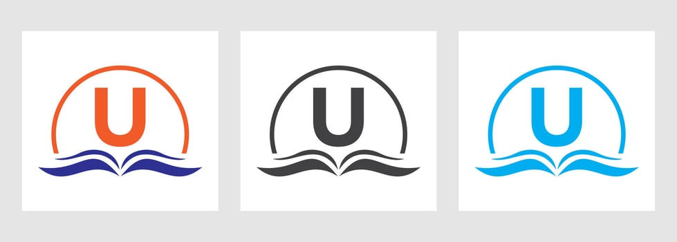 Letter U Education Logo Book Concept. Training Career Sign, University, Academy Graduation Logo Design vector