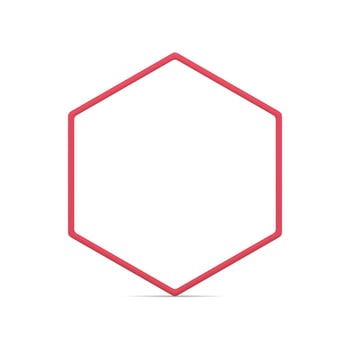 Red regular hexagonal border glossy geometric basic foundation 3d element realistic vector