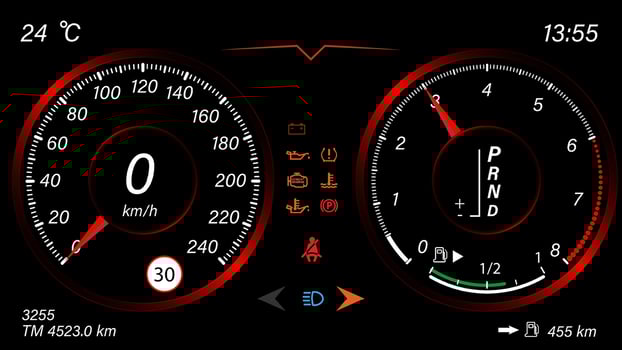 Speedometer speed car auto dashboard design. Speed meter abstract technology vector