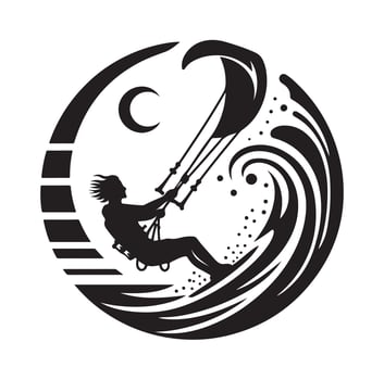 kitesurfing silhouette illustration icon vector