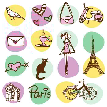 Paris, Seamless pattern, Drawing, Cute design vector