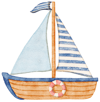 Watercolor sailboat colorful style png