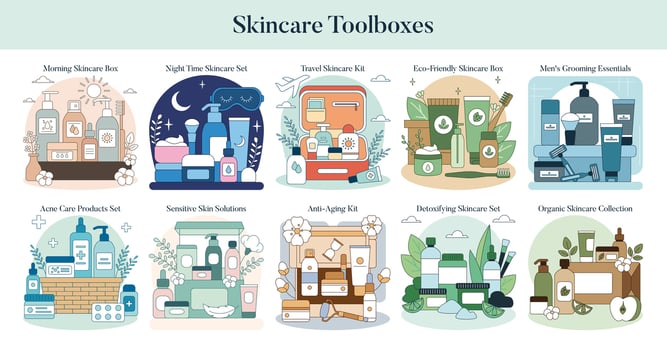 Skincare Toolbox. Flat Illustration vector