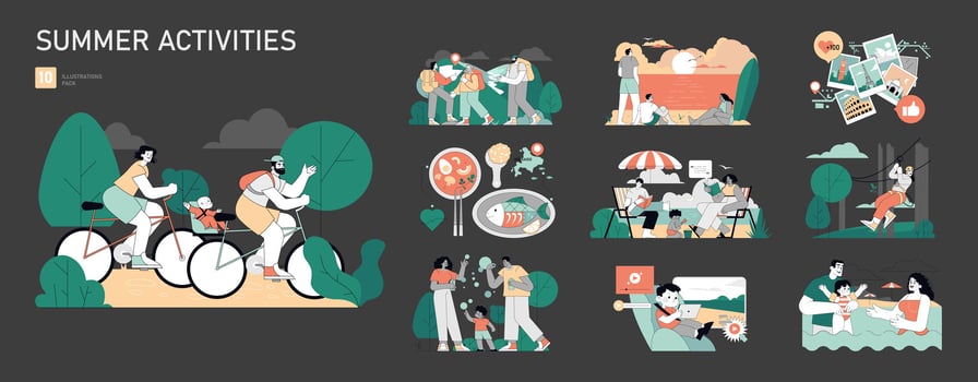 Summer Activities. Flat Illustration vector