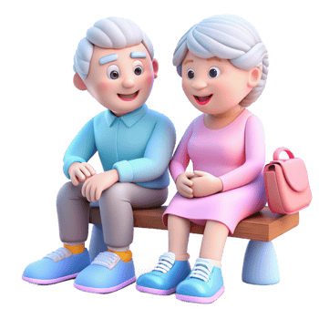 grandma and grandpa together on a bench png