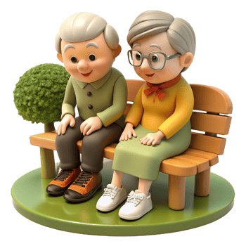 grandma and grandpa together on a bench png