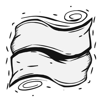 Doodle of ribbon banner illustrations isolated on a white background. hand drawn illustration vector