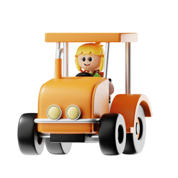 3d Farmer Girl Yellow Hair Driving Tractor png