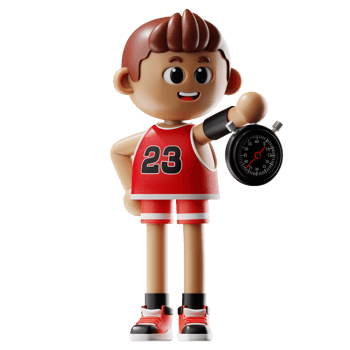 3d Basketball Player Fitness With Stopwatch png