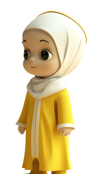 Cute Girl in Yellow Dress and Hijab png