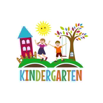 kindergarten, Preschool playgroup logo icon design template. Children school illustration vector