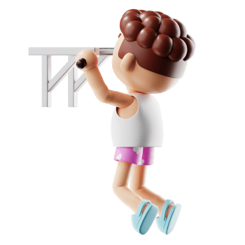 3d Fitness Boy Wearing Pajamas With Pull Up Bar png