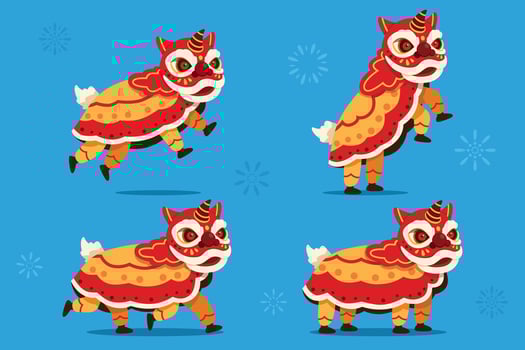 Traditional Chinese Lion Dance Character vector